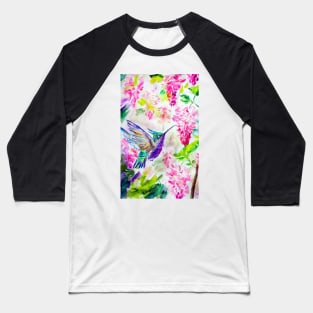 Hummingbird in flower garden Baseball T-Shirt